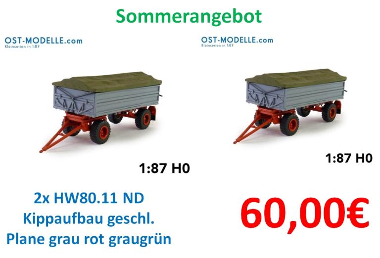 Set 2 Stück HW 80.11 ND Kippaufbau mit geschlossener Plane